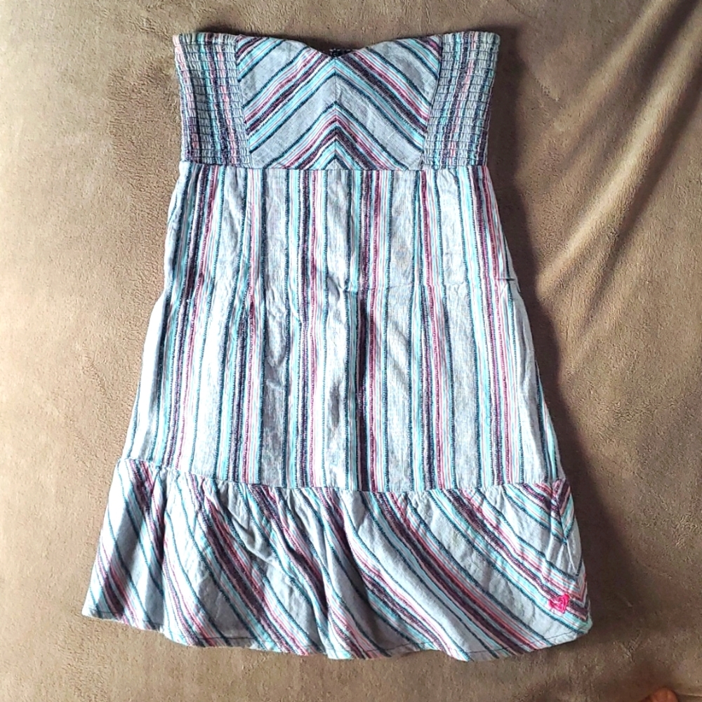 Roxy Medium Strapless side shirred short dress